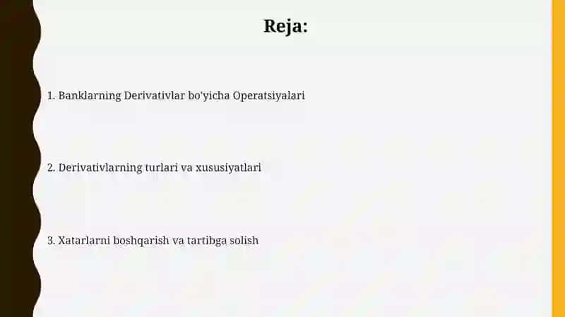 Banklarning Derivativlar bilan operatsiyalari 2