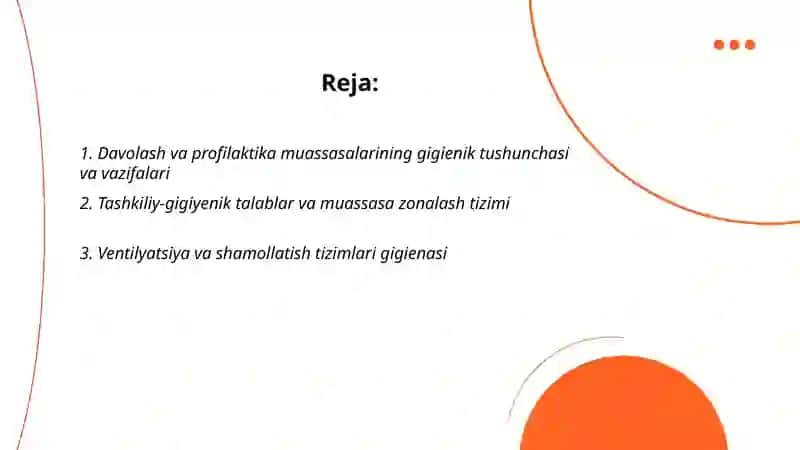 Davolash va Profilaktika muassasalari gigeniyasi 2
