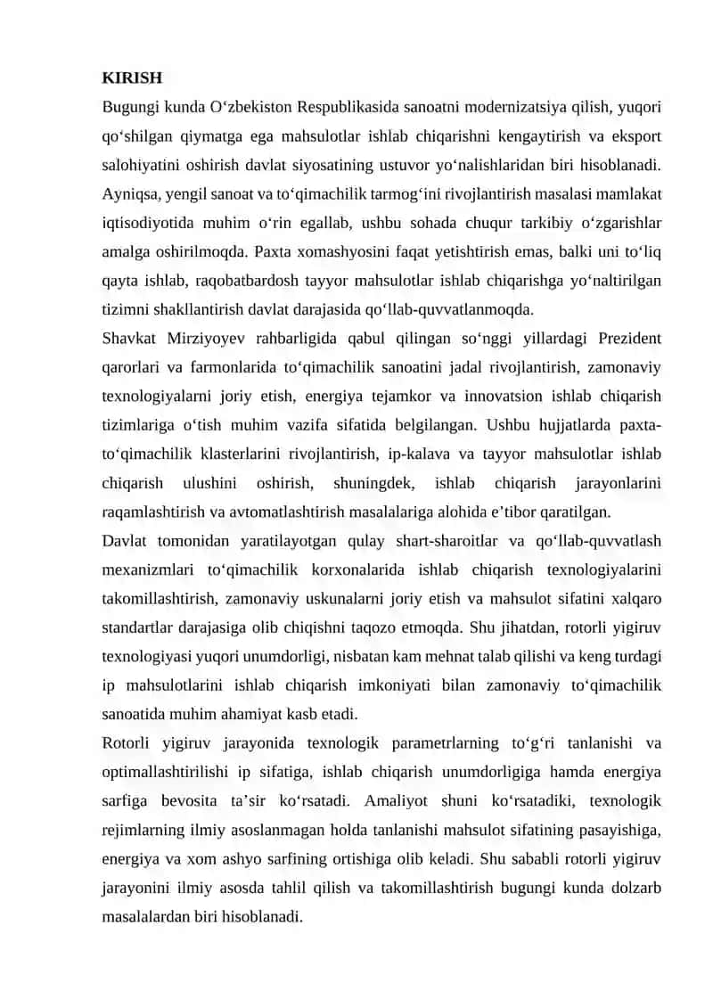 BMI_ROTOR YIGIRUV TEXNOLOGIYASI ASOSIDA IP ISHLAB CHIQARISH SAMARADORLIGINI OSHIRISH 2