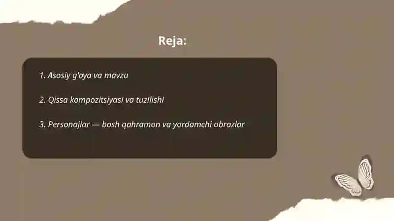 Bolalik xotiralarim qissasi tahlili 2