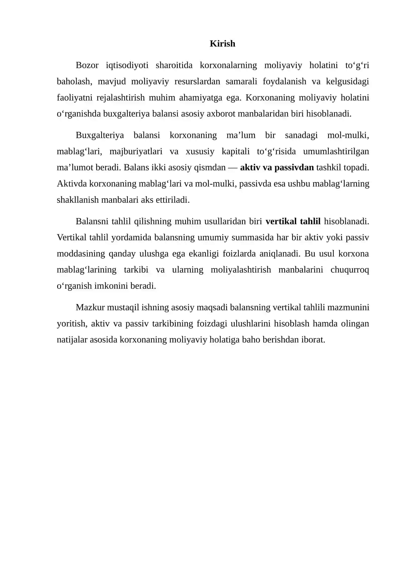 BALANSNING VERTIKAL TAHLILINI AMALGA OSHIRISH 2