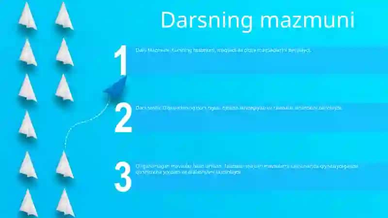 Mavzu: Dars Mazmuni 2