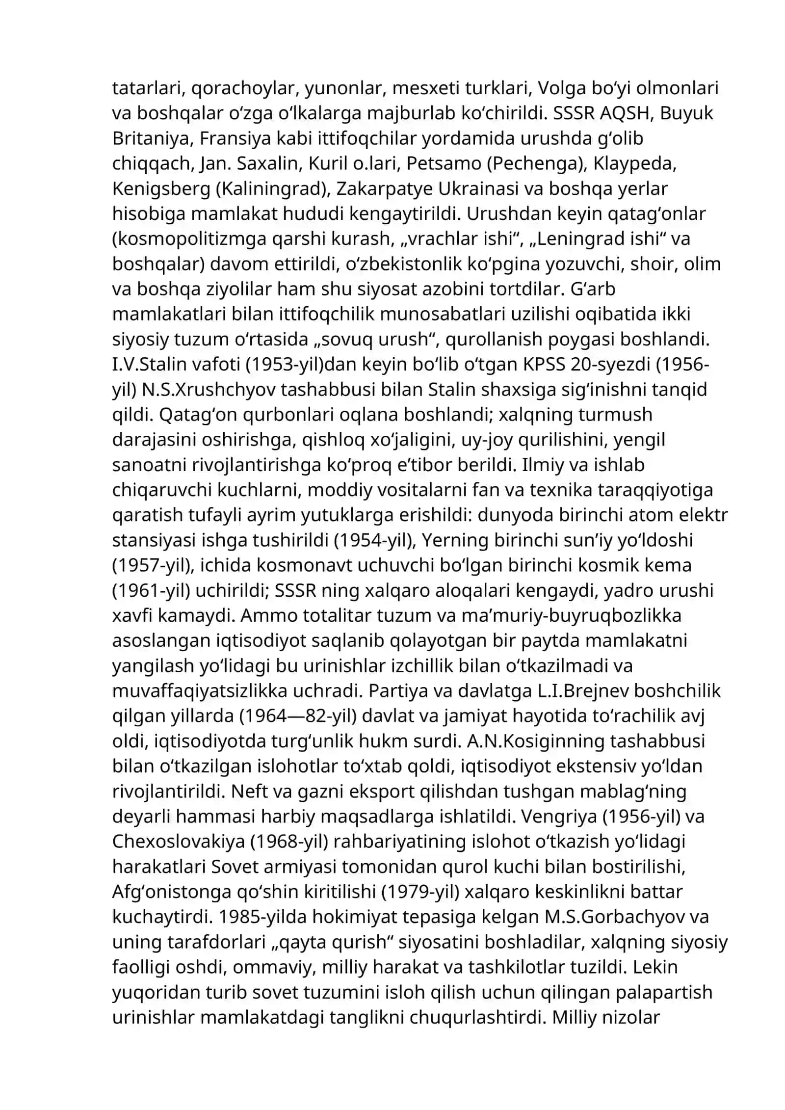 "Xalqaro hamjamiyat va O’zbekiston Respublikasi" fanidan sessiya oralig‘i nazorat ishi topshiriqlari 2