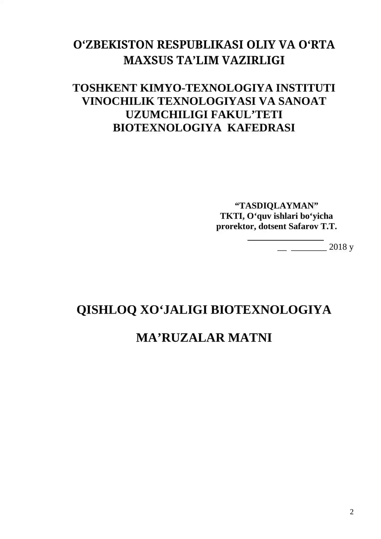 Qishloq xo'jaligi biotexnologiyasi 2