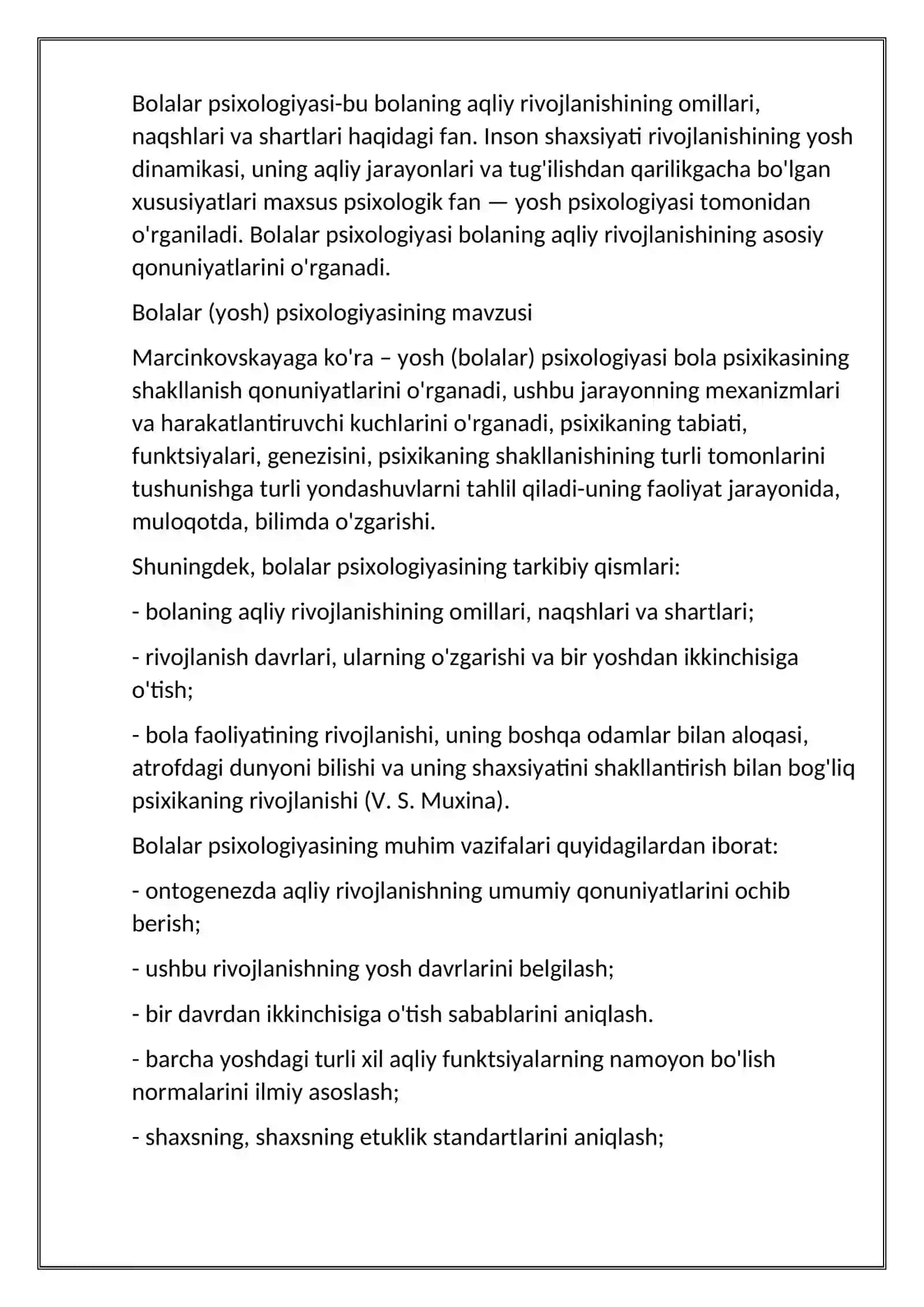 Bolalar psixologiyasi va psixodiagnostikasi fanining boshqa fanlar bilan aloqasi 2