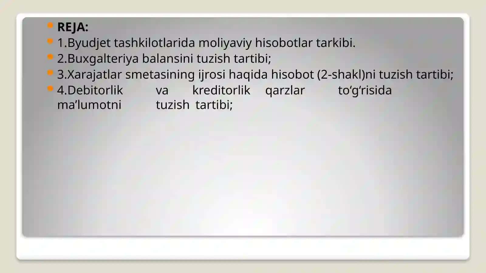 BYUDJET TASHKILOTLARIDA MOLIYAVIY HISOBOTLAR 2