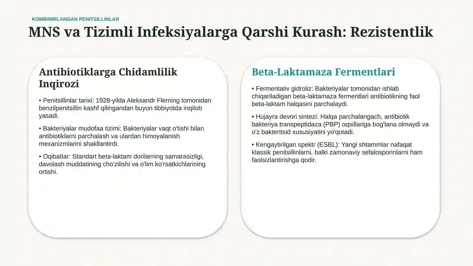 Kombinirlangan penitsillin guruhining yangi avlod preparatlari | 15 slayd 2