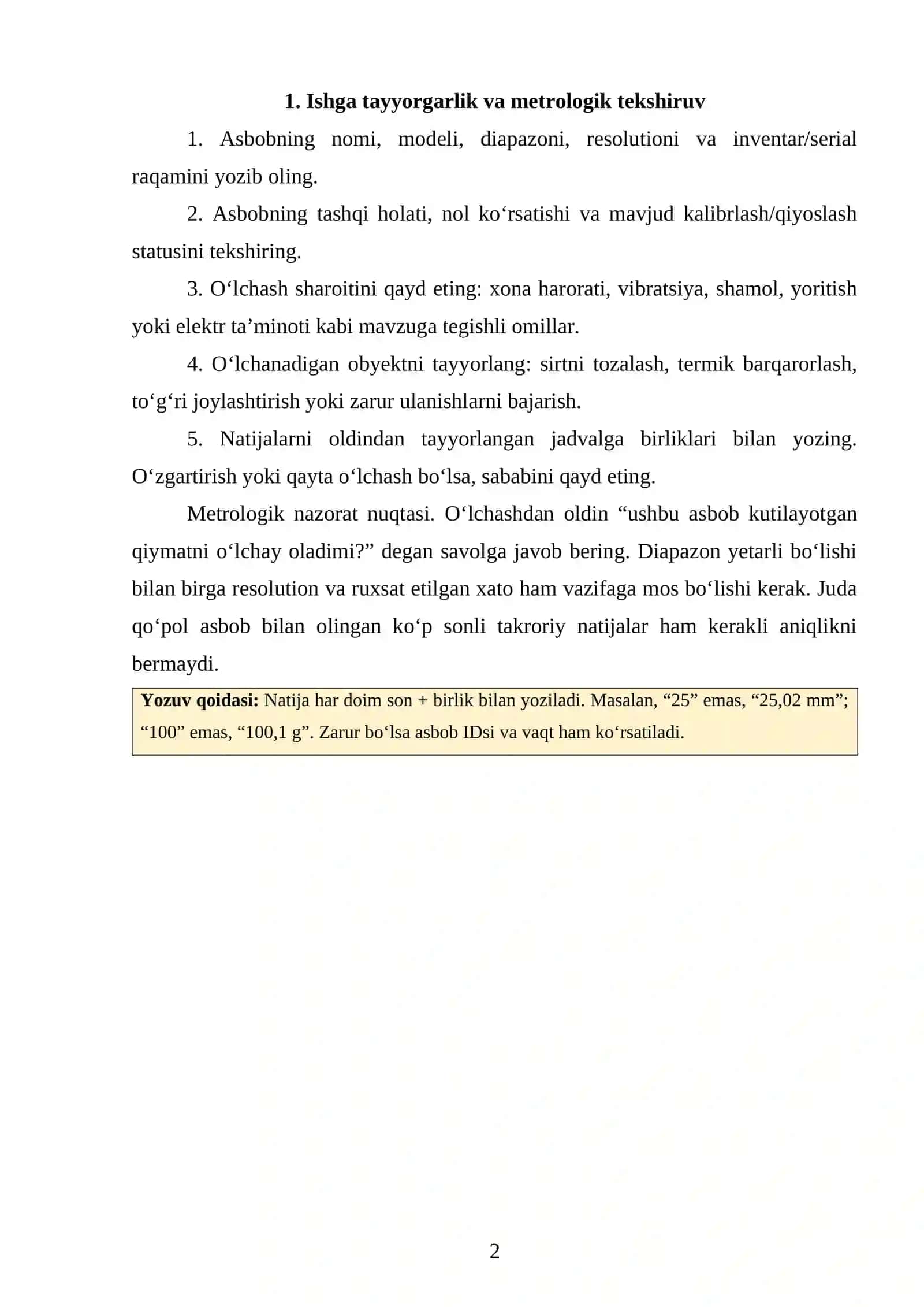 Chiziqli o‘lchash vositalari bilan o‘lchash 2