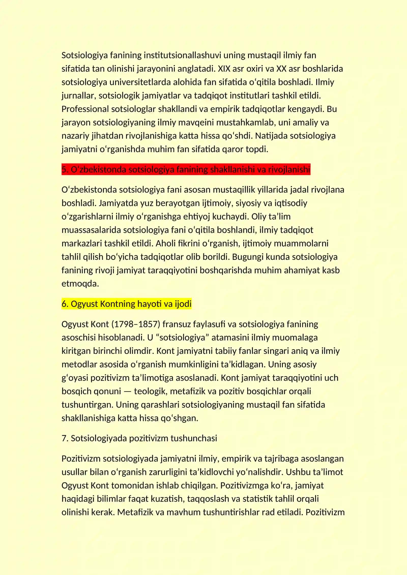 Sotsiologiya tarixi fani predmeti tushunchasi 2