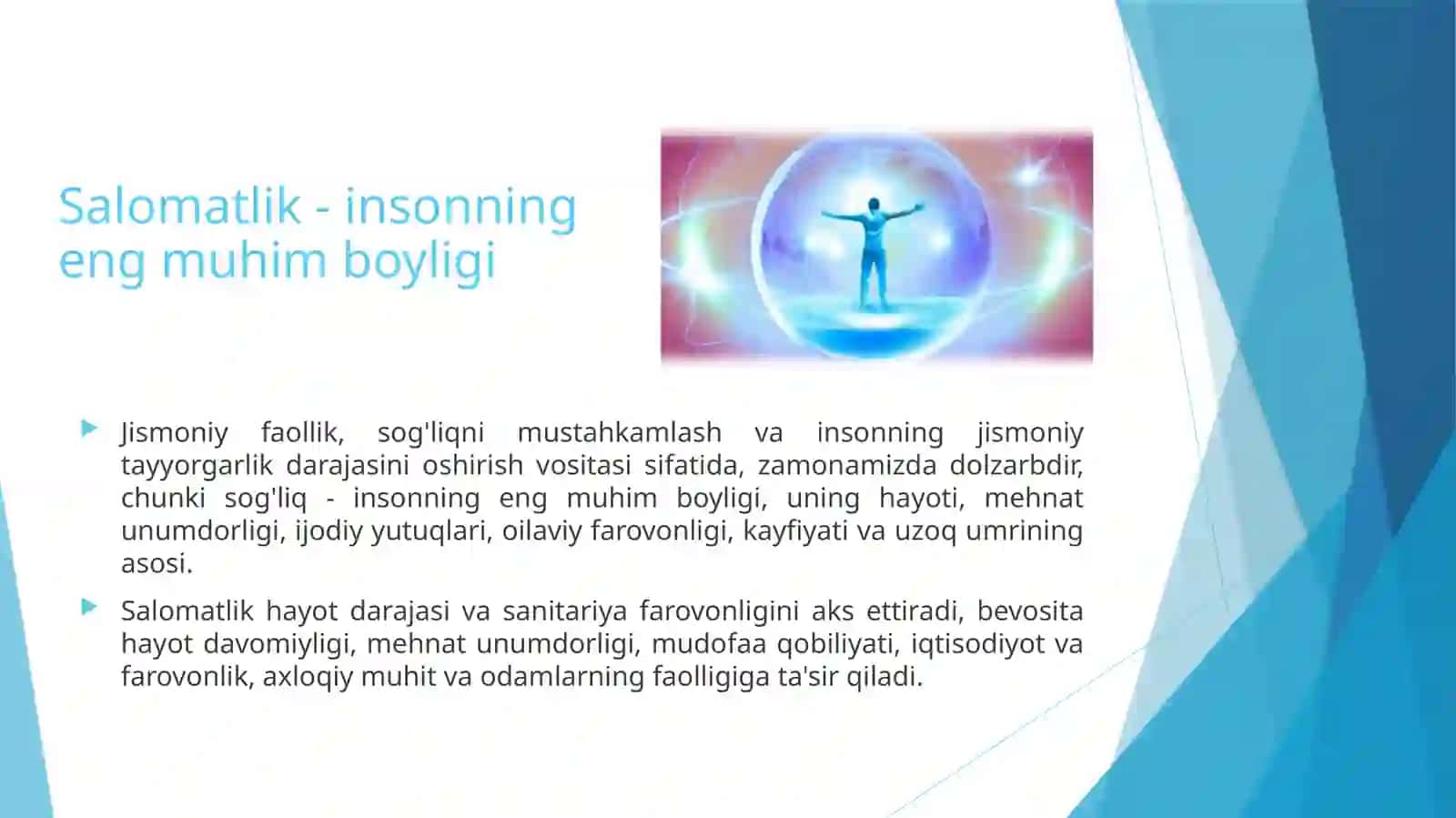 Faol dam olishning inson salomatligiga ta'siri (2-variant) 2