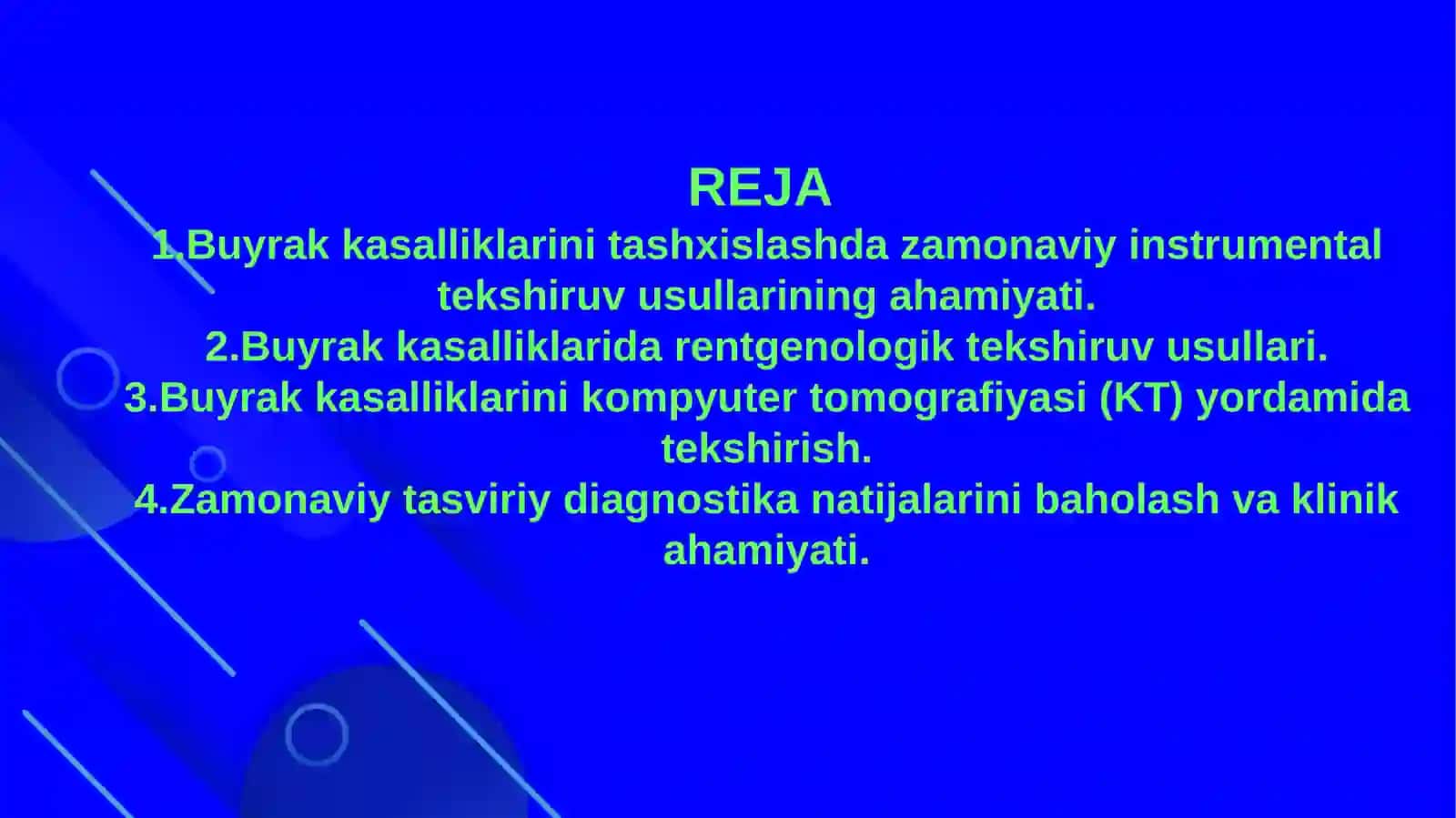 Buyrak kasalliklarini zamonaviy rentgenologik va kompyuterli tomografiya tekshirish usullari 2