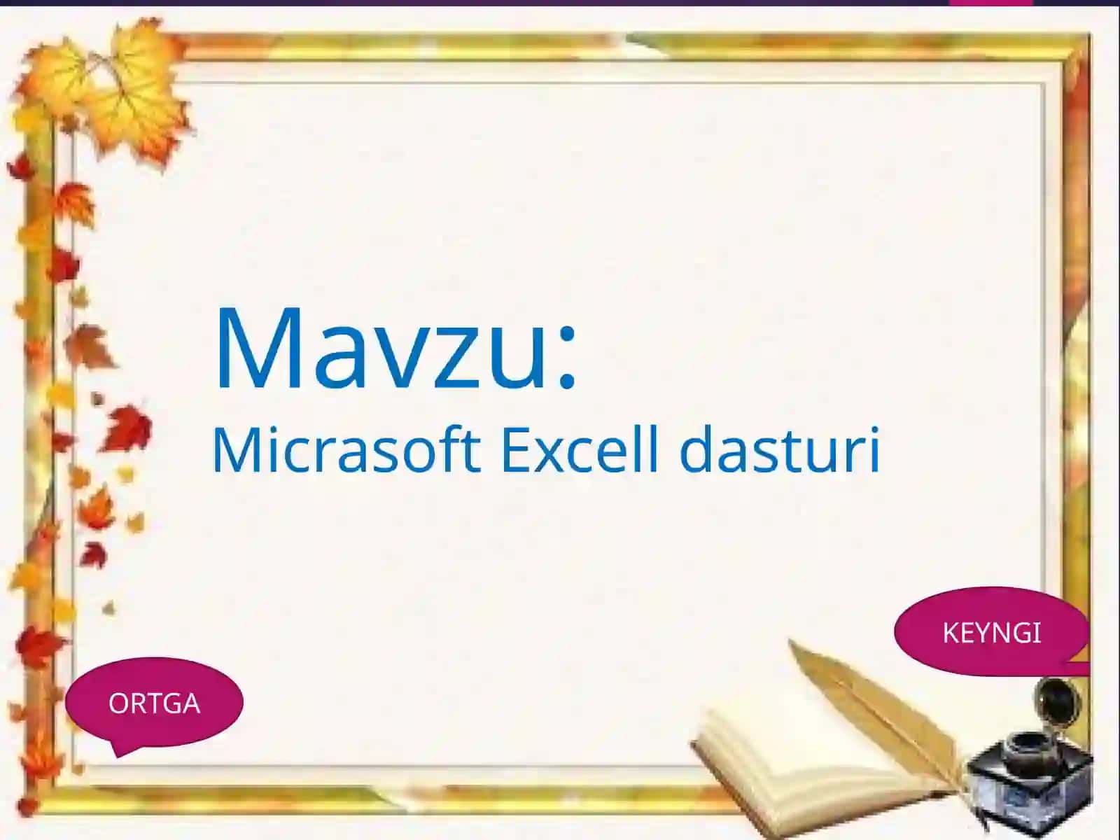 Micrasoft Excel dasturi 2
