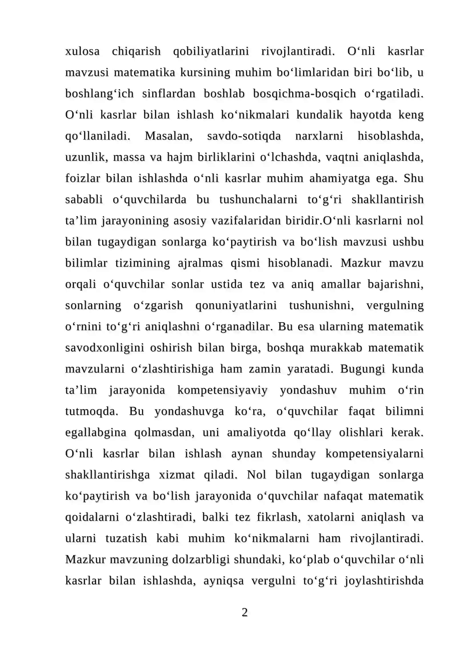 O'nli kasrlarni nol bilan tugaydigan sonlarga ko'paytirish va boʻlishAL 2