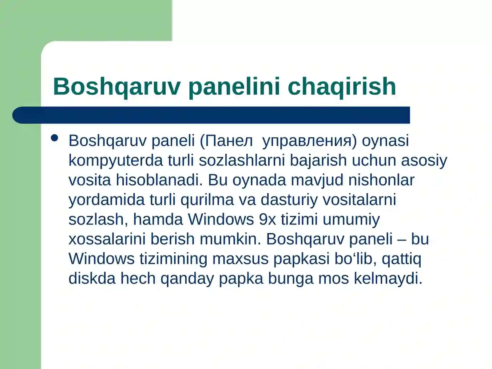 Boshqaruv paneli 2