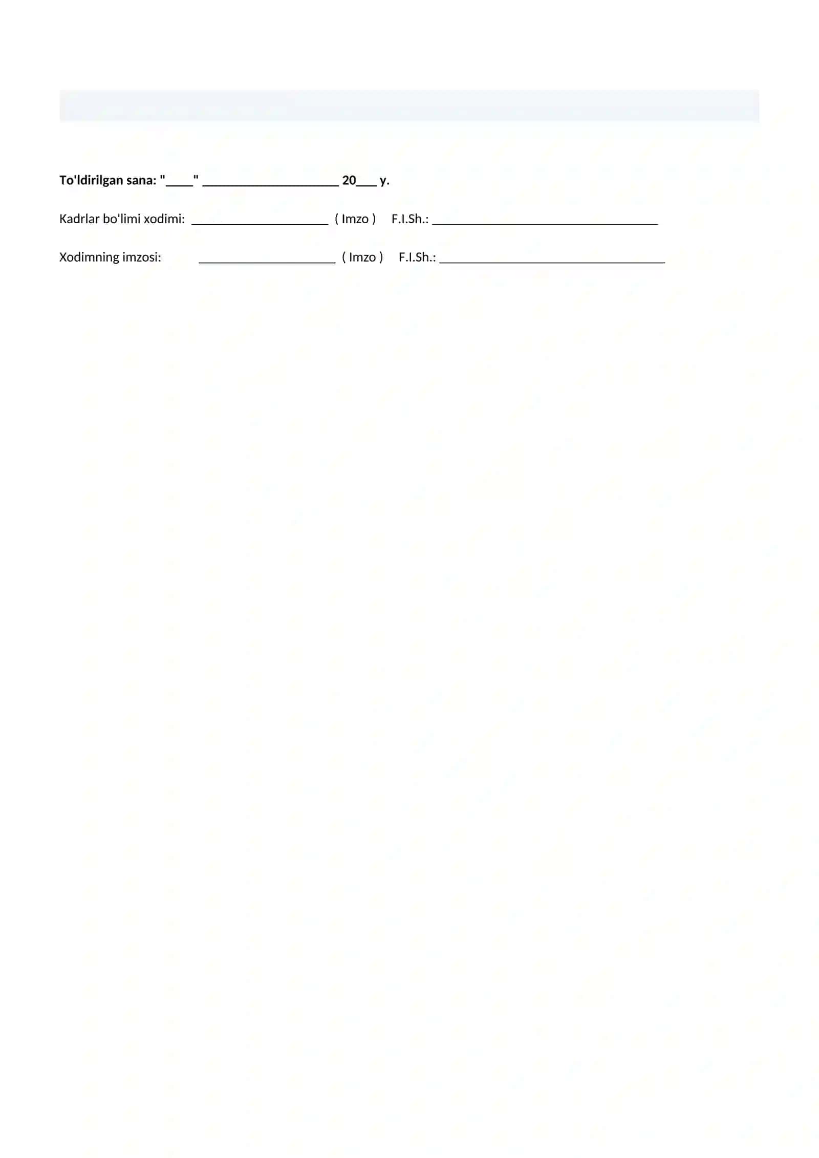 T-2 forma shaxsiy varaqa kartasi namuna blankasi (Word / DOCX) 2