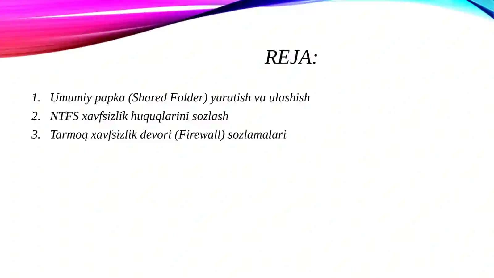 Windows fayl serverini sozlash 2