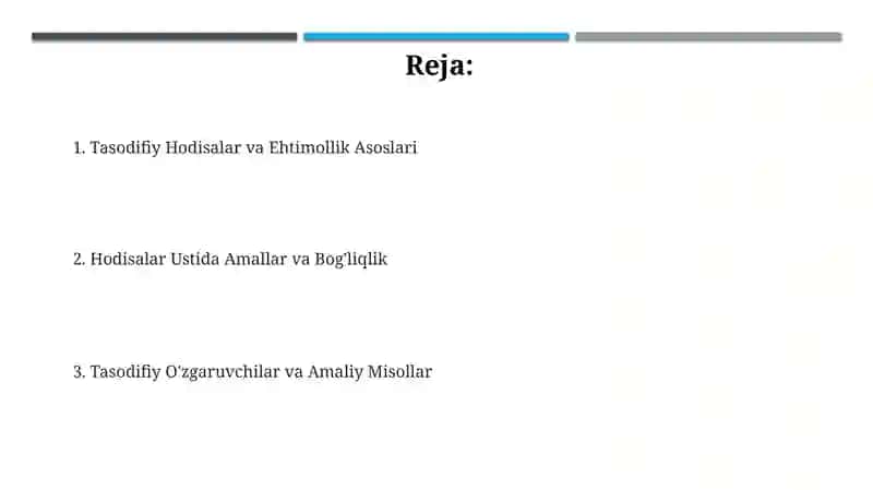 Tasodifiy hodisalar va ehtimollik asoslari 2