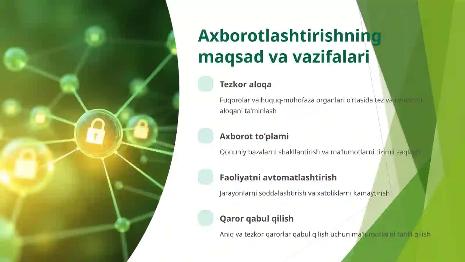 Huquqni qoʻllash va huquqni muhofaza qilish faoliyatini axborotlashtirish 2