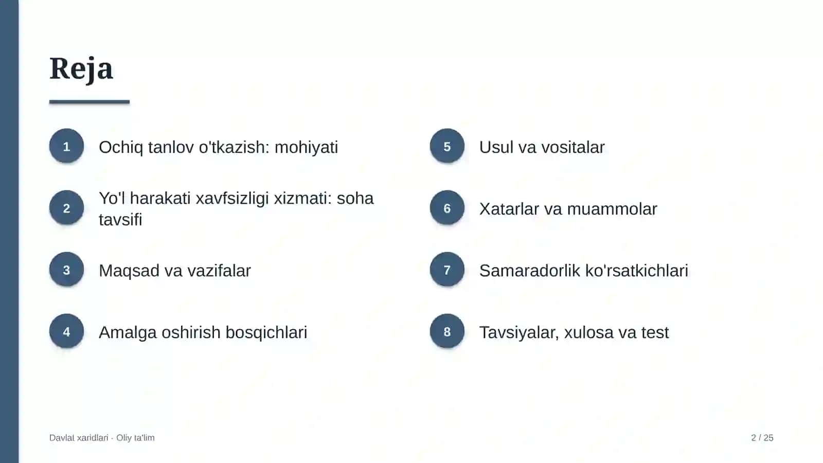 Yo'l harakati xavfsizligi xizmatida ochiq tanlov o'tkazish 2