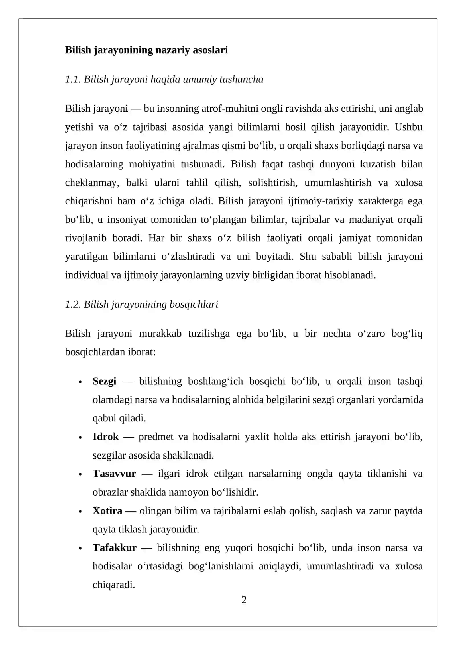 Bilish jarayonining rivojlanishi sohasidagi o‘quv-tarbiyaviy faoliyat va uning o‘ziga xos xususiyatlari 2