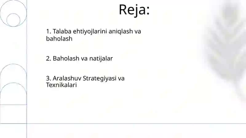 Talaba ehtiyojlarini aniqlash va baholash 2
