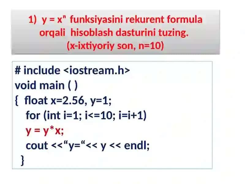 MURAKKAB ALGORITMLARNI DASTURLASH 2