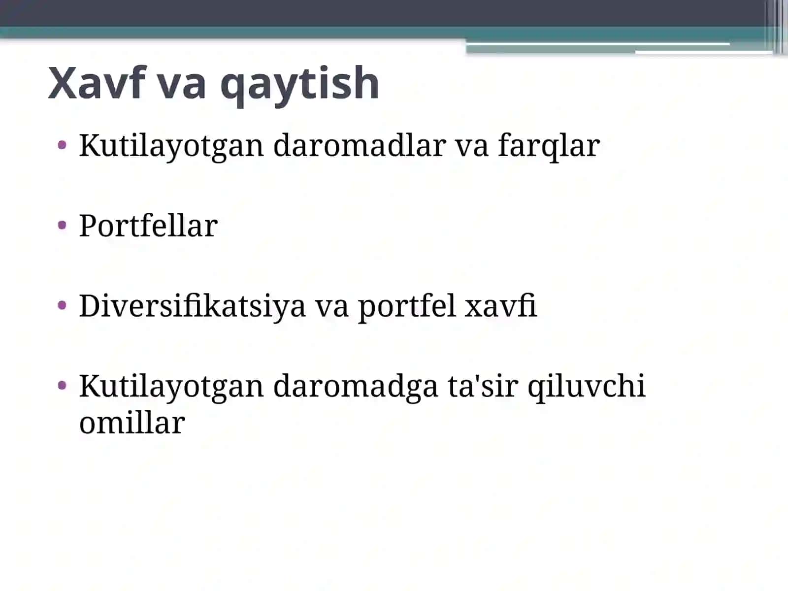 Kutilayotgan daromadlar va farqlar 2