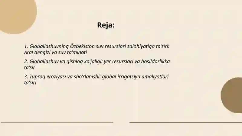 Globallashuvning Õzbekiston tabiiy resurs salohiyatiga ta'siri 2