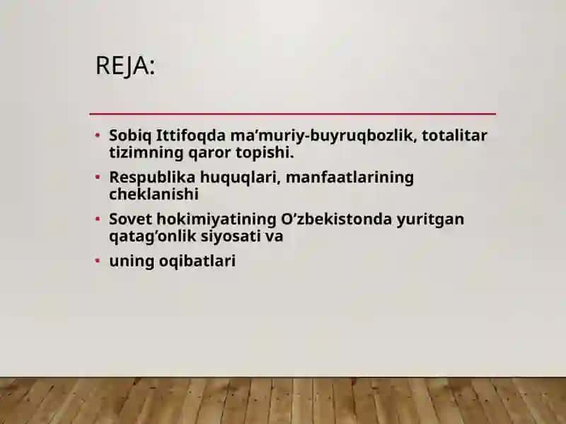 Sovet hokimiyatining O'zbekistonda yuritgan qatag'onlik siyosati va uning oqibatlari 2
