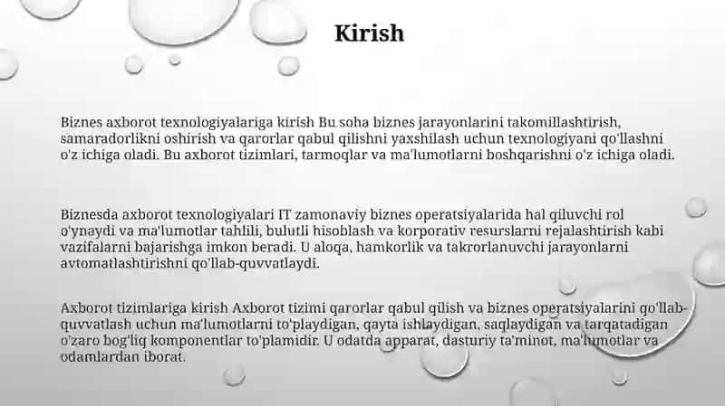 Beznisda Axborot Texnologiyalari Va Axborot Tizimi 2