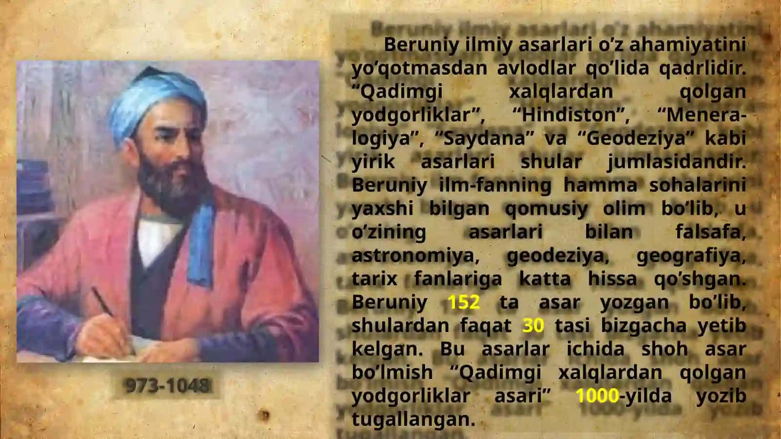 AbuRayhonBeruniyning“Al-osor al-boqiya an al-qurun al-holiya” (“Qadimgixalqlardanqolganyodgorliklar”)asaridaniqtiboslar 2