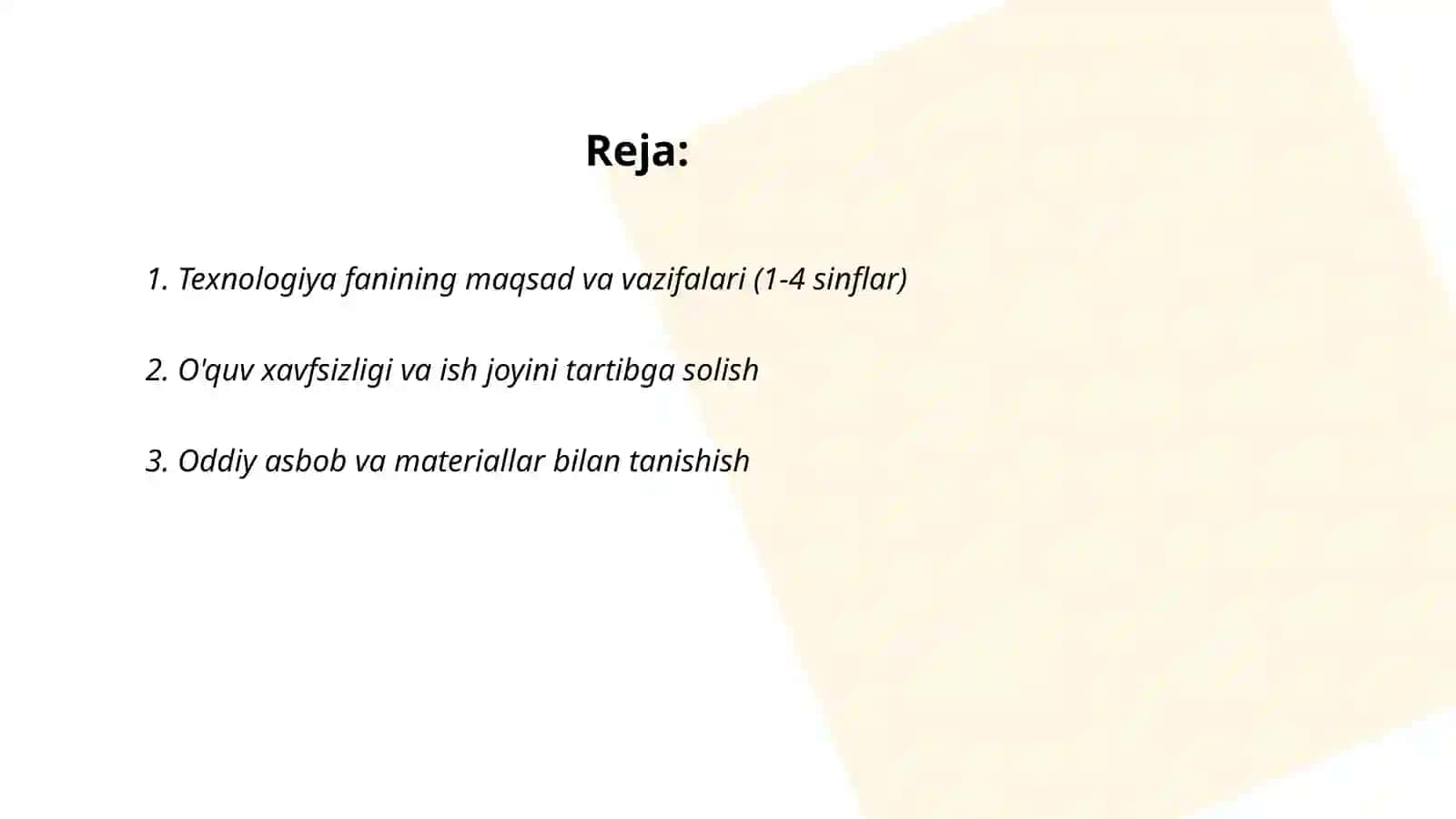 Texnologiya fanining maqsad va vazifalari (1-4 sinflar) 2