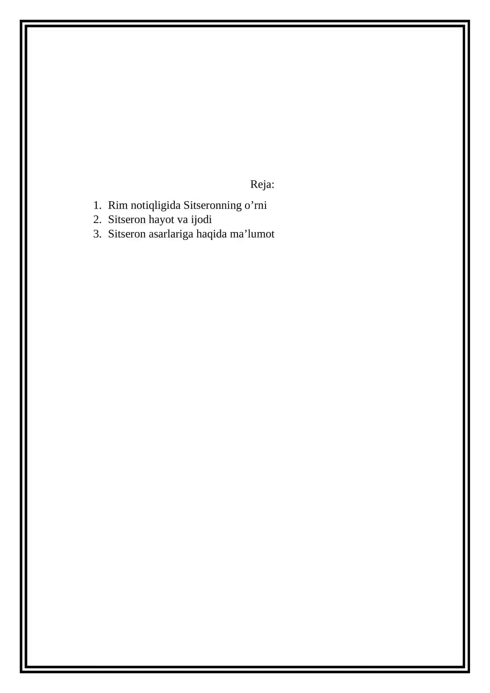 Rim notiqligida Sitseronning o’rni Referat 2
