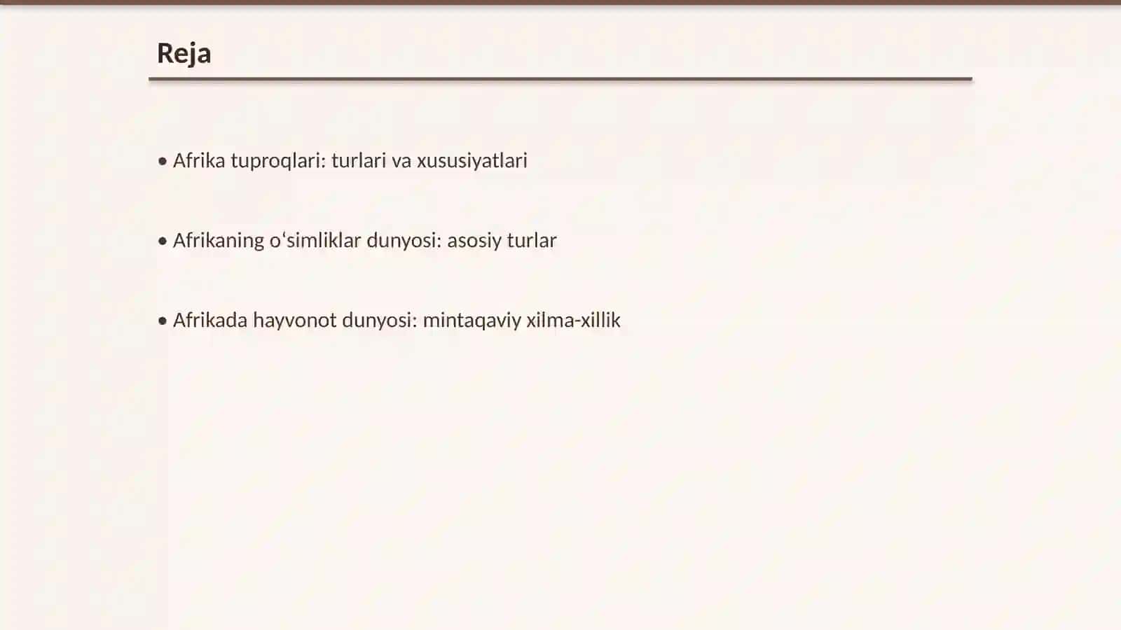 Afrikaning tuproklari oʻsimliklari va hayvonot dunyosi 2