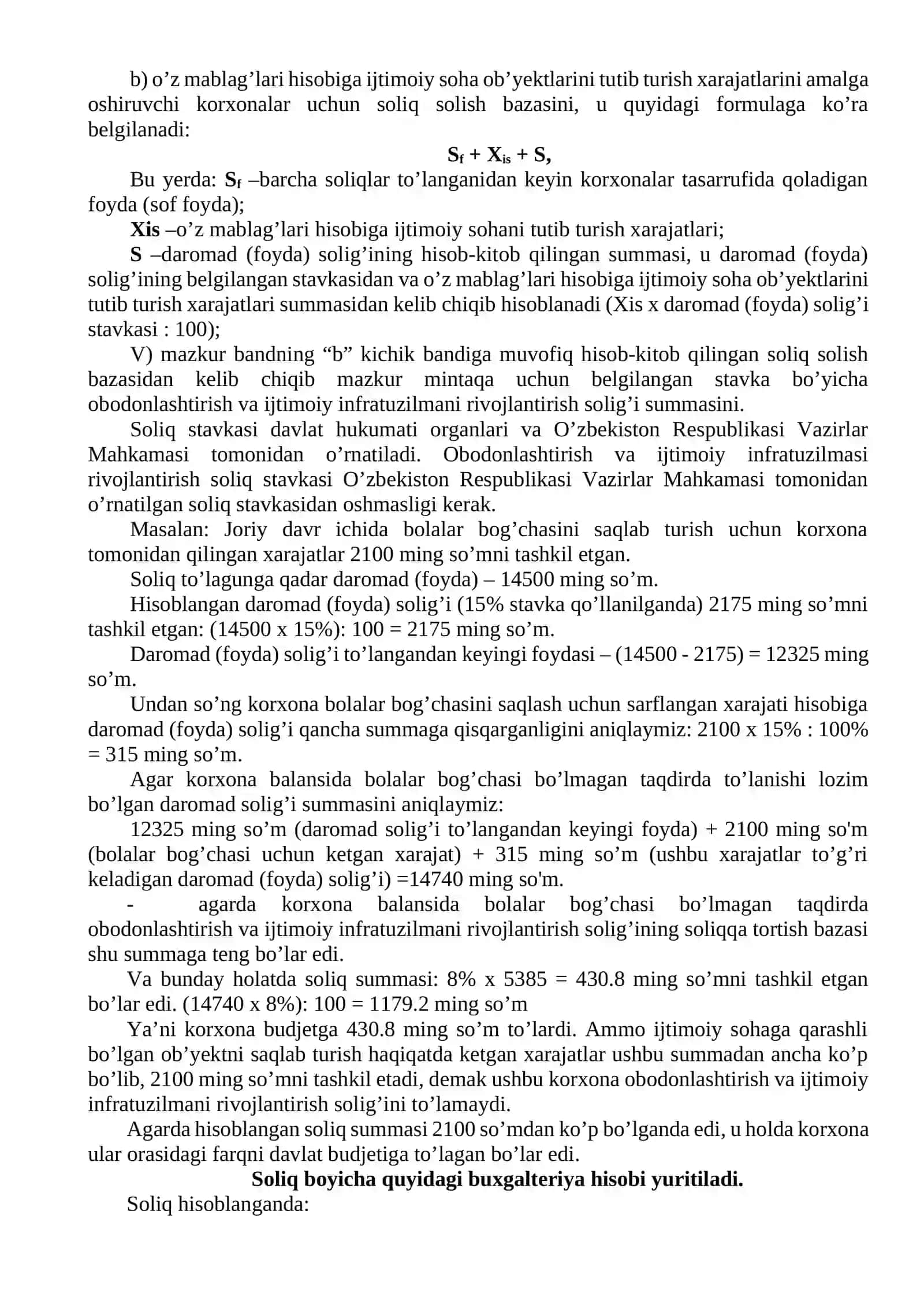 Obodonlashtirish va ijtimoiy infratuzilmani rivojlantirish uchun soliqni hisoblash va budjetga to’lash tartibi 2