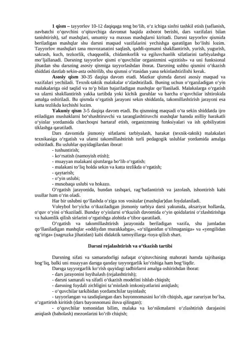 Ta`lim muassasalari va sport maktablarida voleybol mashg`ulotini o`tkazish uslubiyati 2