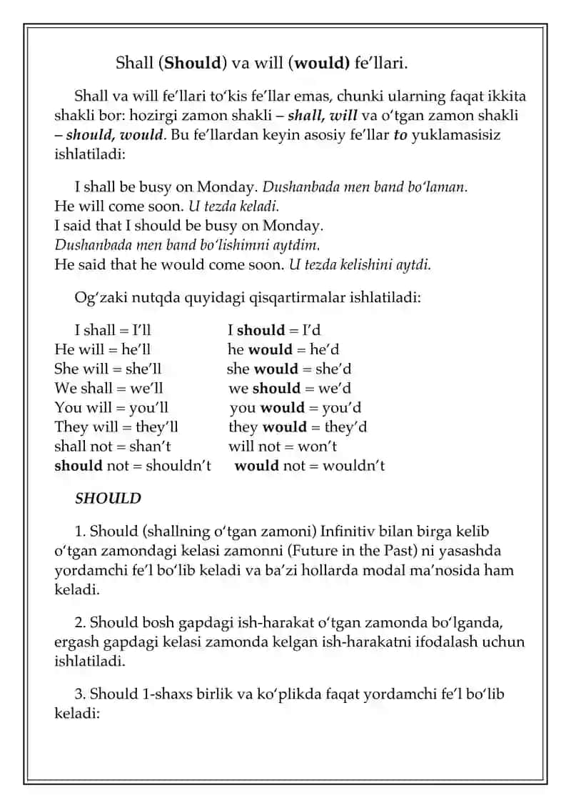 Should va Would modal fe`llari. 2