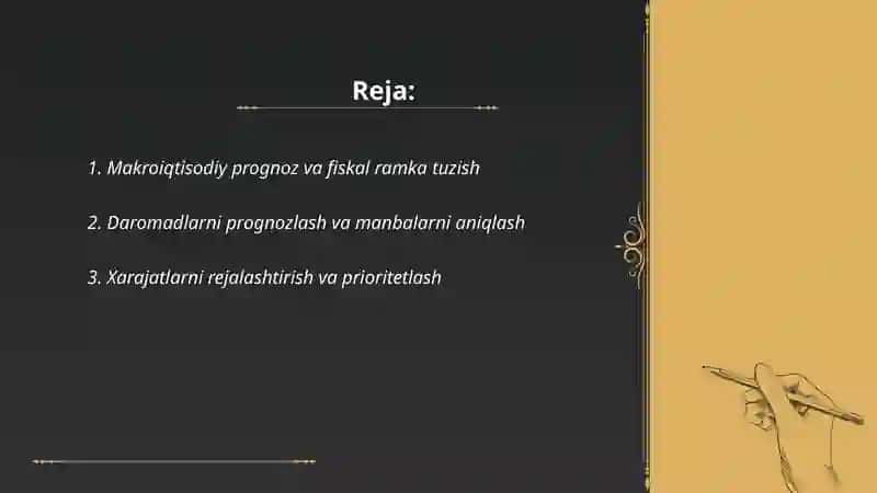 Makroiqtisodiy prognoz va fiskal ramka tuzish 2