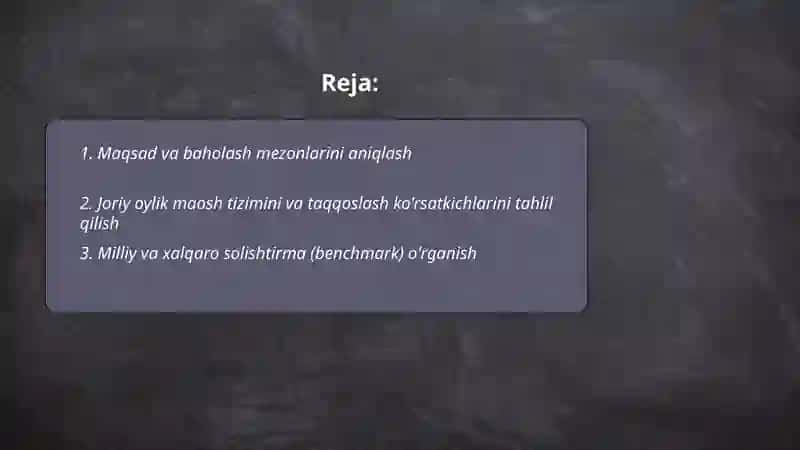 O'qituvchilarning oylik maoshini bosqichma-bosqich oshirishga qaratilgan aniq qadamlarni belgilash 2