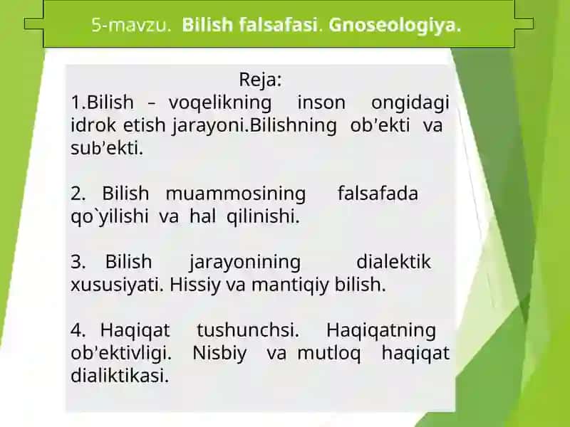 Bilish falsafasiGnoseologiya 2