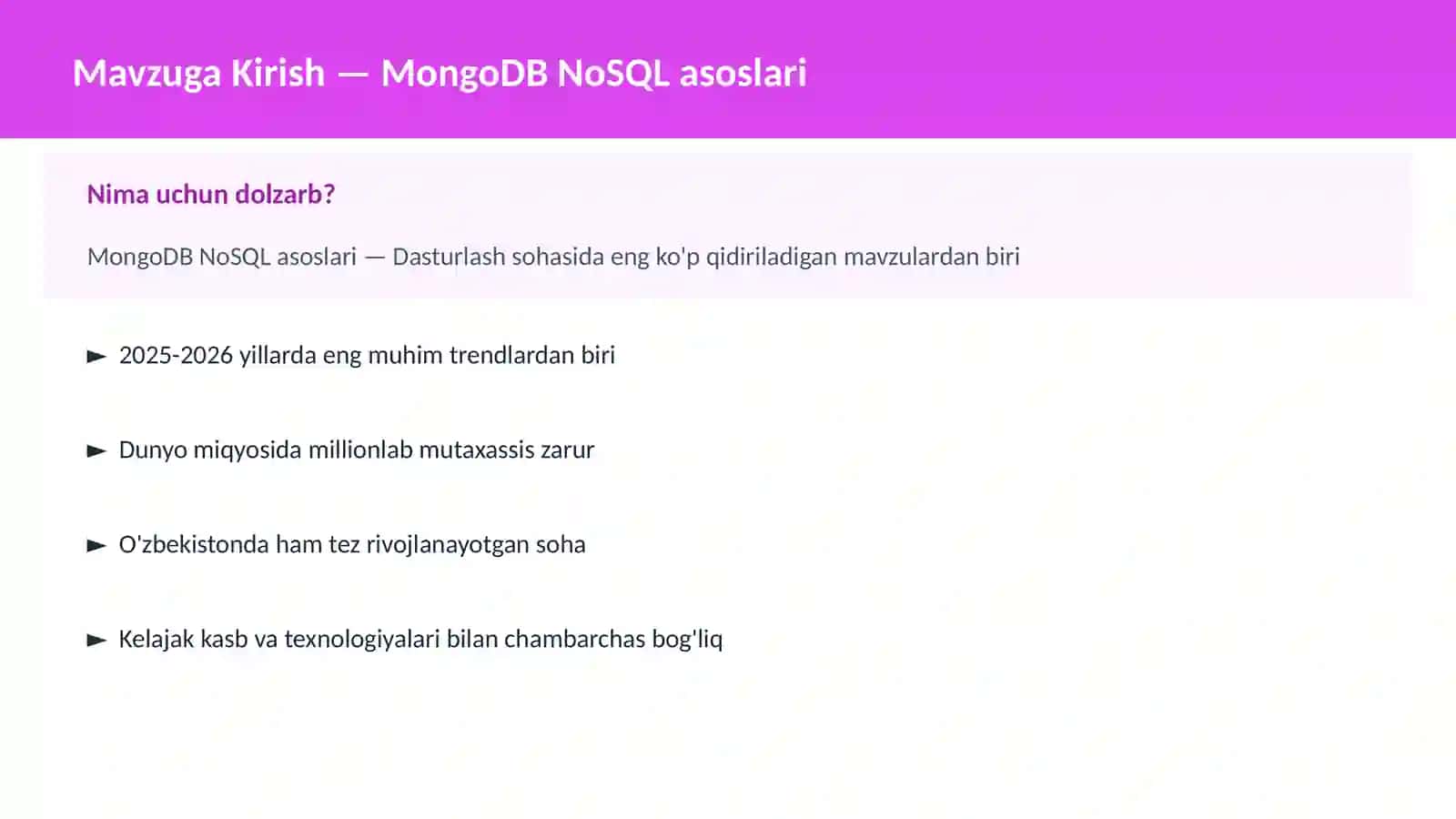 MongoDB NoSQL asoslari 2