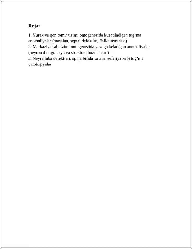 Aʼzolar Sistemasi Ontofiloginezi Jarayonida Kuzatiladigan Anomaliyalar 2