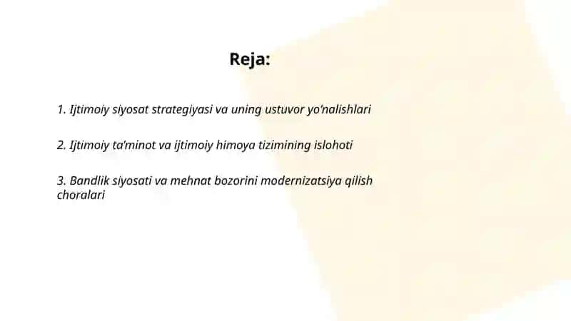 O'zbekistonda ijtimoiy sohada amalga oshirilayotgan o'zgarishlar mazmun va mohiyati 2