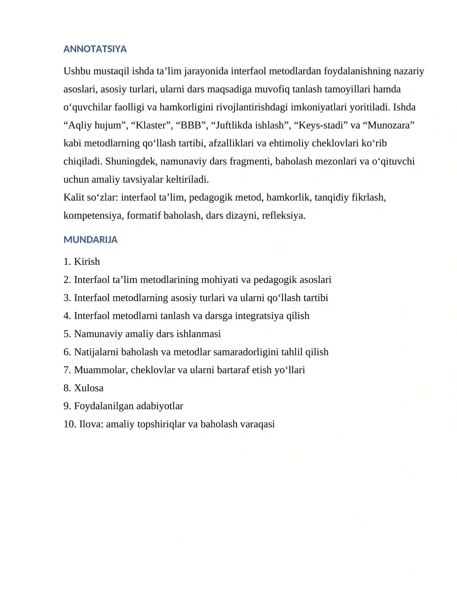 Interfaol metodlar 2