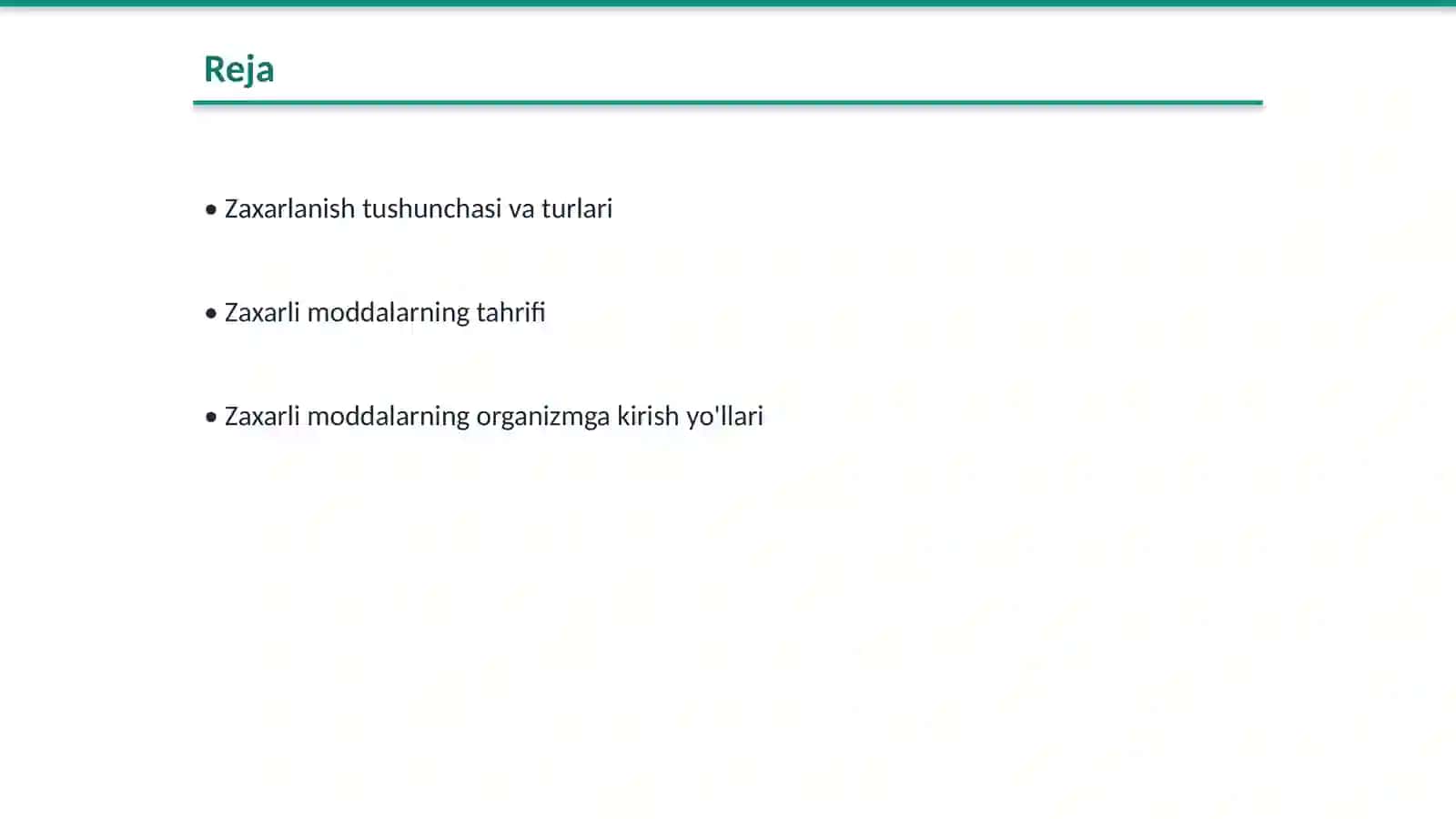 Zaxarlanish. Zaxarli moddalarning tahrifi 2