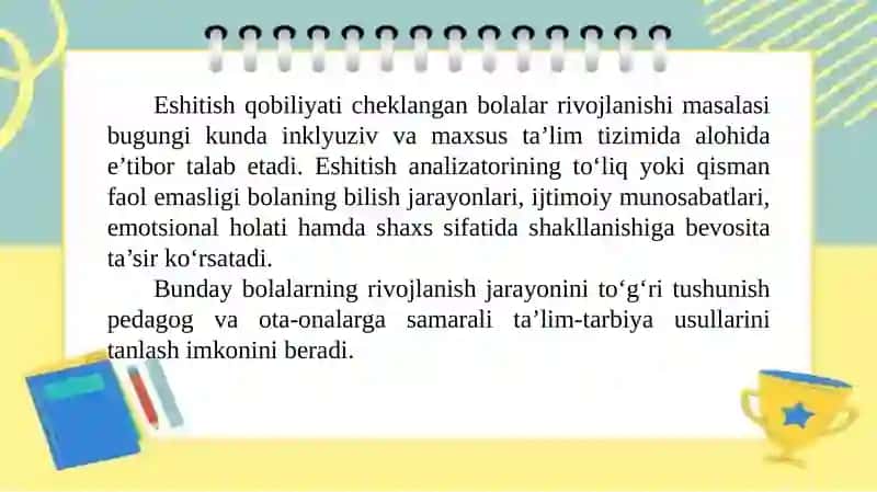 Eshitish qobiliyati cheklangan bolalarning aqliy va emotsional-shaxsiy rivojlanish xususiyatlari 2