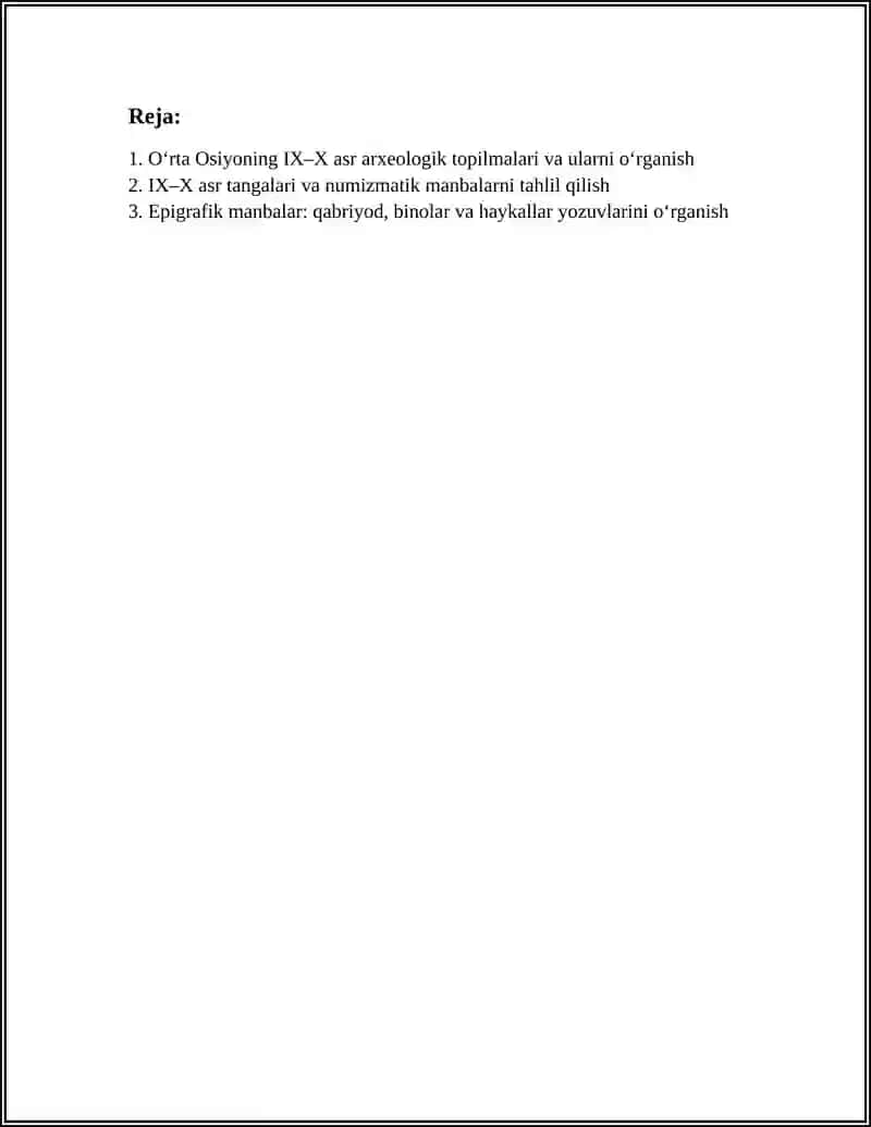 OʻRTA OSIYONING IX X ASRLAR MANBALARINING OʻRGANILISHI 2