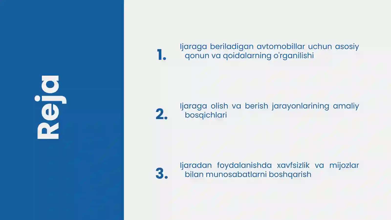 Avtomobil ijarasini tashkil etish 2
