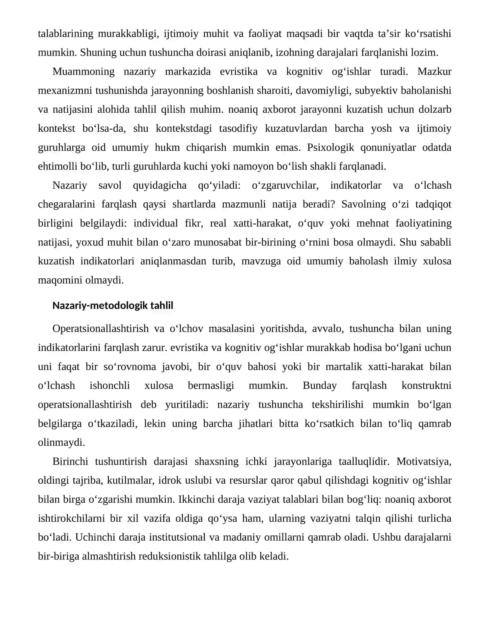 QAROR QABUL QILISHDAGI KOGNITIV OG‘ISHLARNING BAHOLASH VA DIAGNOSTIKA MASALALARI 2