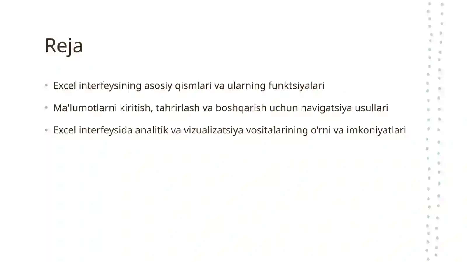 Excel interfeysiga kirish 2